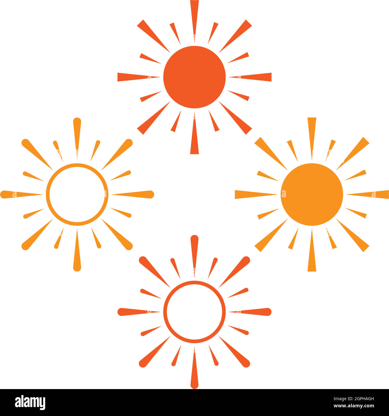 Sun logo icon flat design vector template Stock Vector