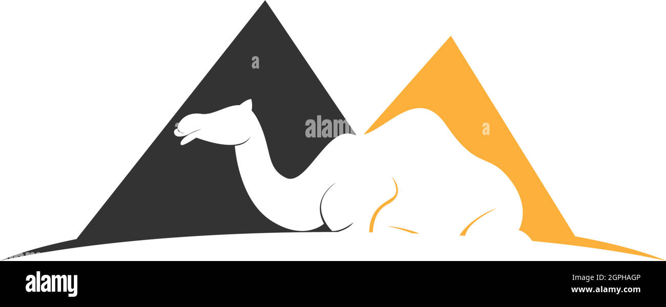 Camel logo icon flat design vector template Stock Vector