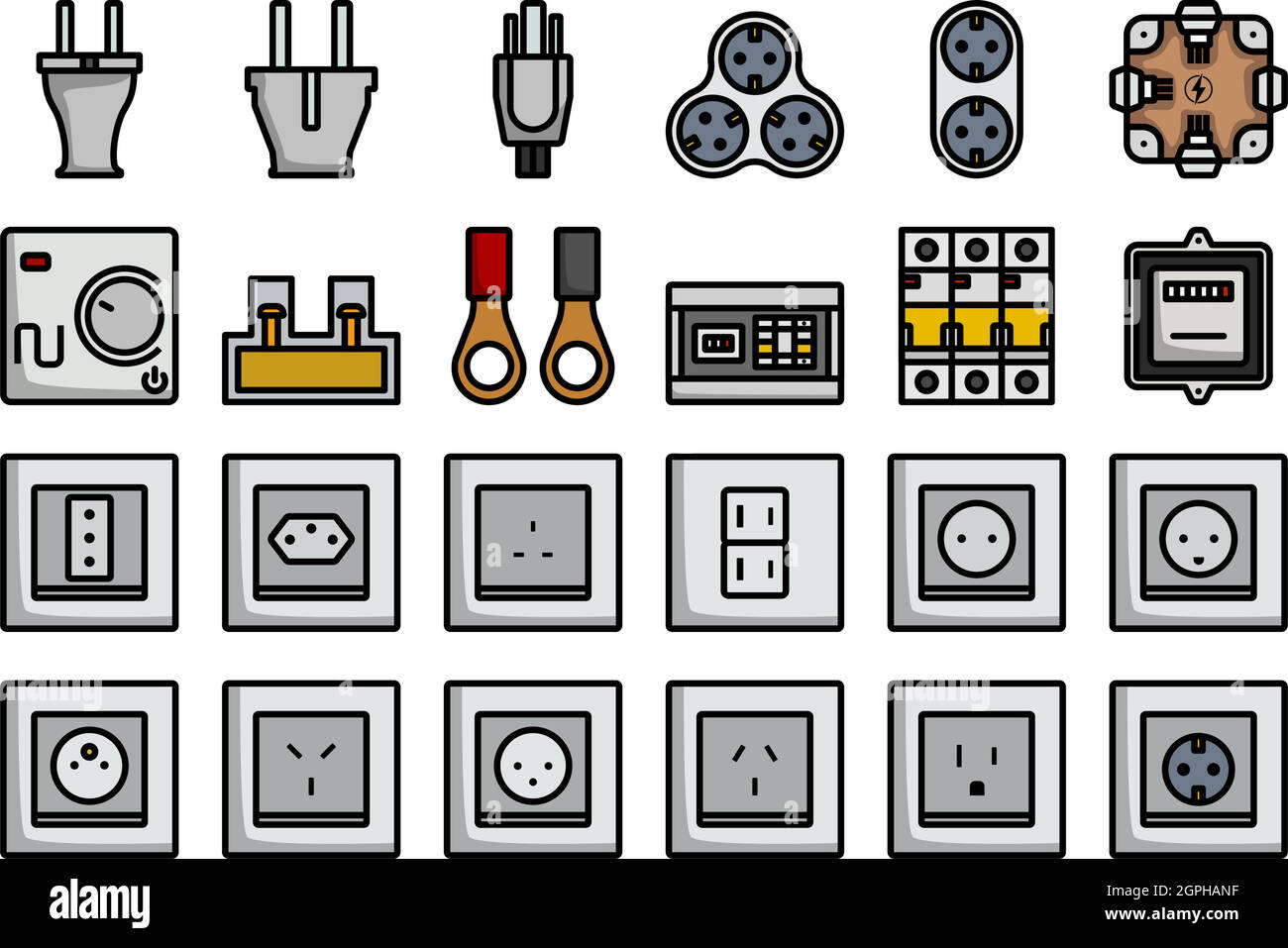 Electrics Icon Set Stock Vector