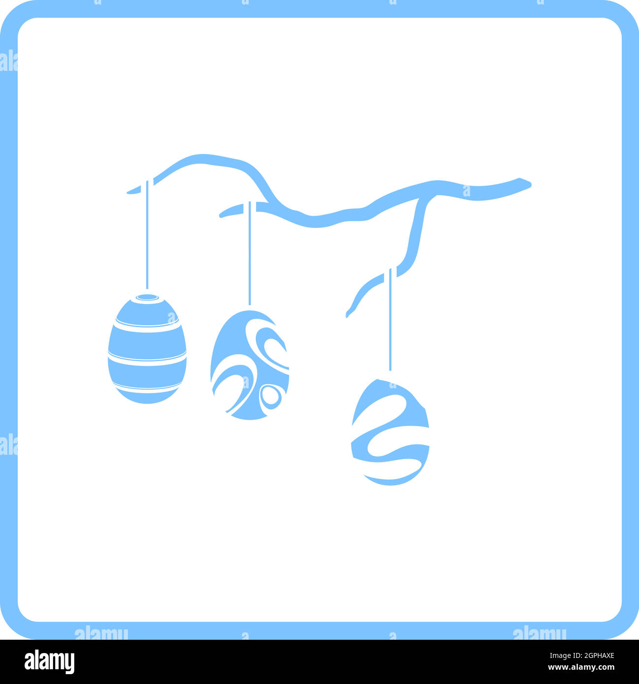 Easter Eggs Hanged On Tree Branch Icon Stock Vector