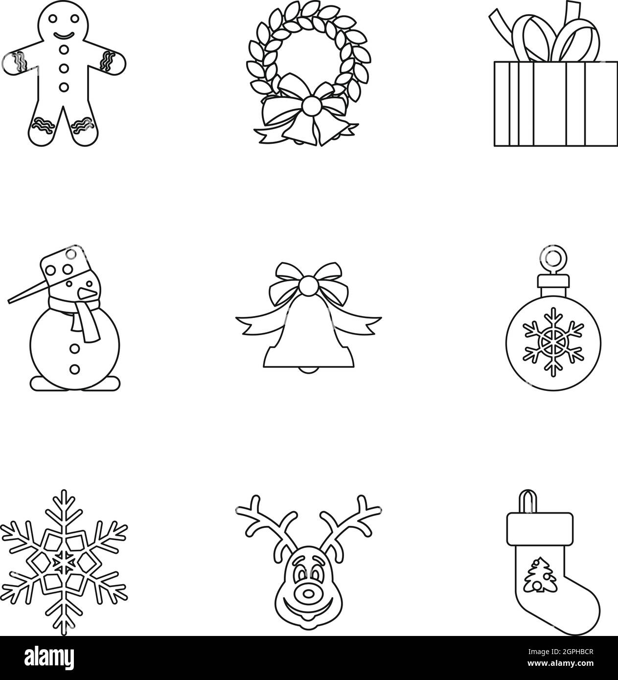 Holiday Icons Set, Outline Style Stock Vector Image & Art - Alamy