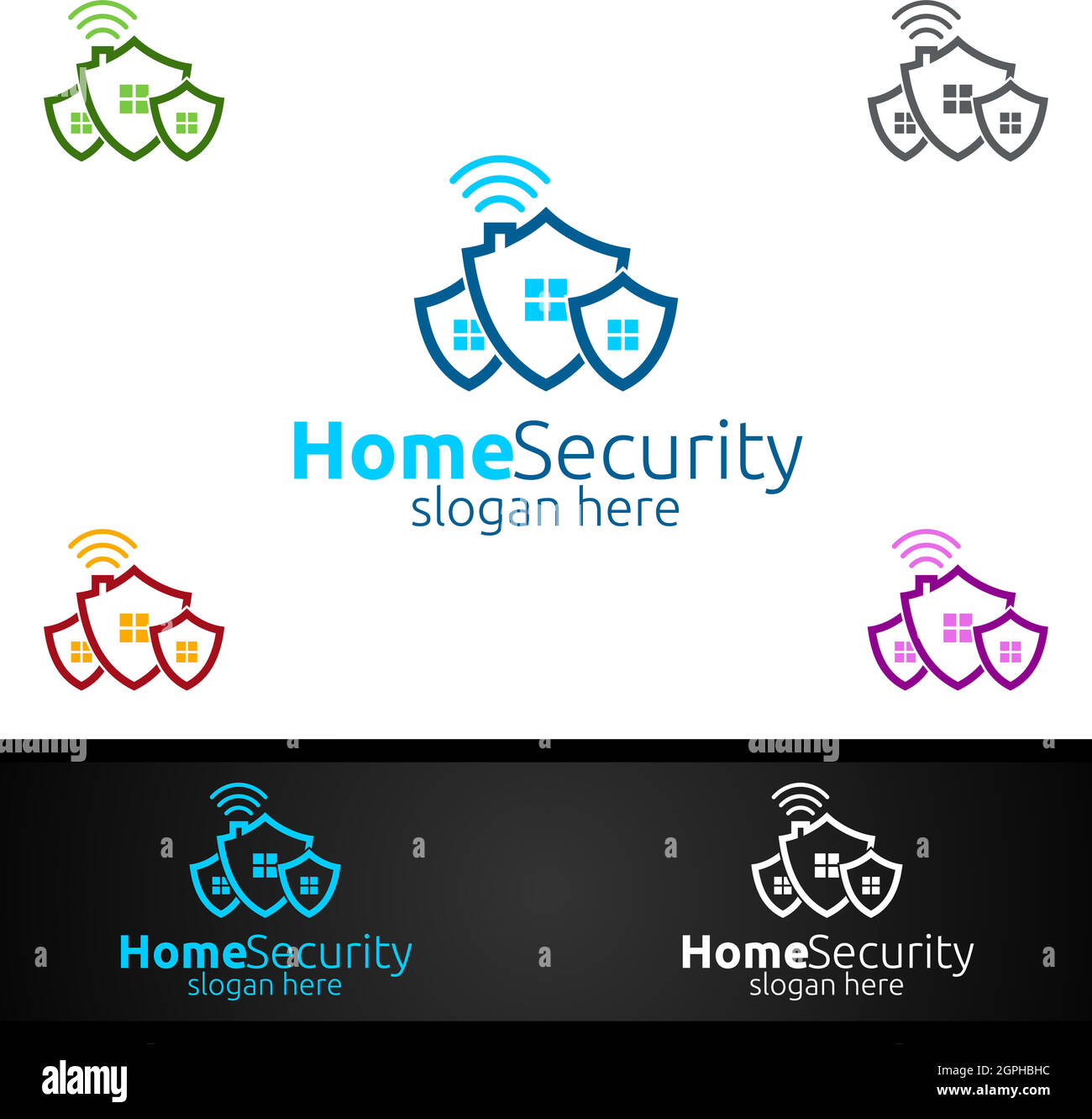Shield Home Security Logo for Network, Internet, Monitoring, and Alarm Stock Vector