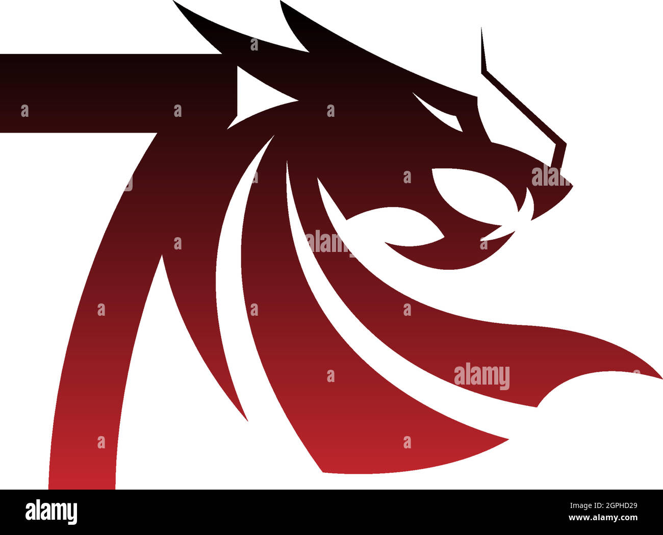 Number 7 logo icon with dragon design vector Stock Vector