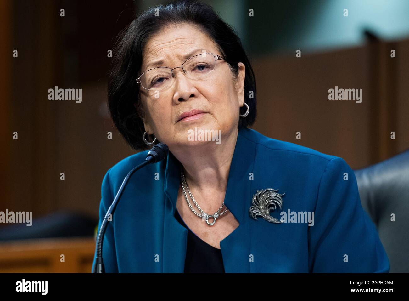 Washington, United States Of America. 29th Sep, 2021. United States Senator Mazie Hirono (Democrat of Hawaii) attends the Senate Judiciary Committee hearing titled “Texas's Unconstitutional Abortion Ban and the Role of the Shadow Docket,” in Hart Senate Office Building in Washington, DC, on Wednesday, September 29, 2021.Credit: Tom Williams/Pool via CNP Photo via Credit: Newscom/Alamy Live News Stock Photo