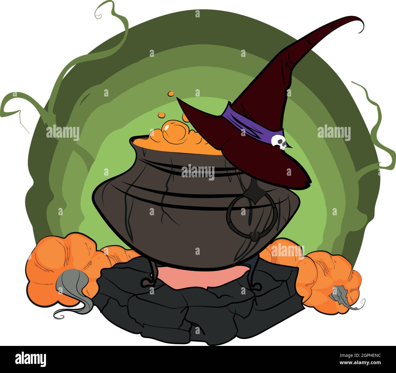 Witch cauldron and potion Spooky halloween element Stock Vector