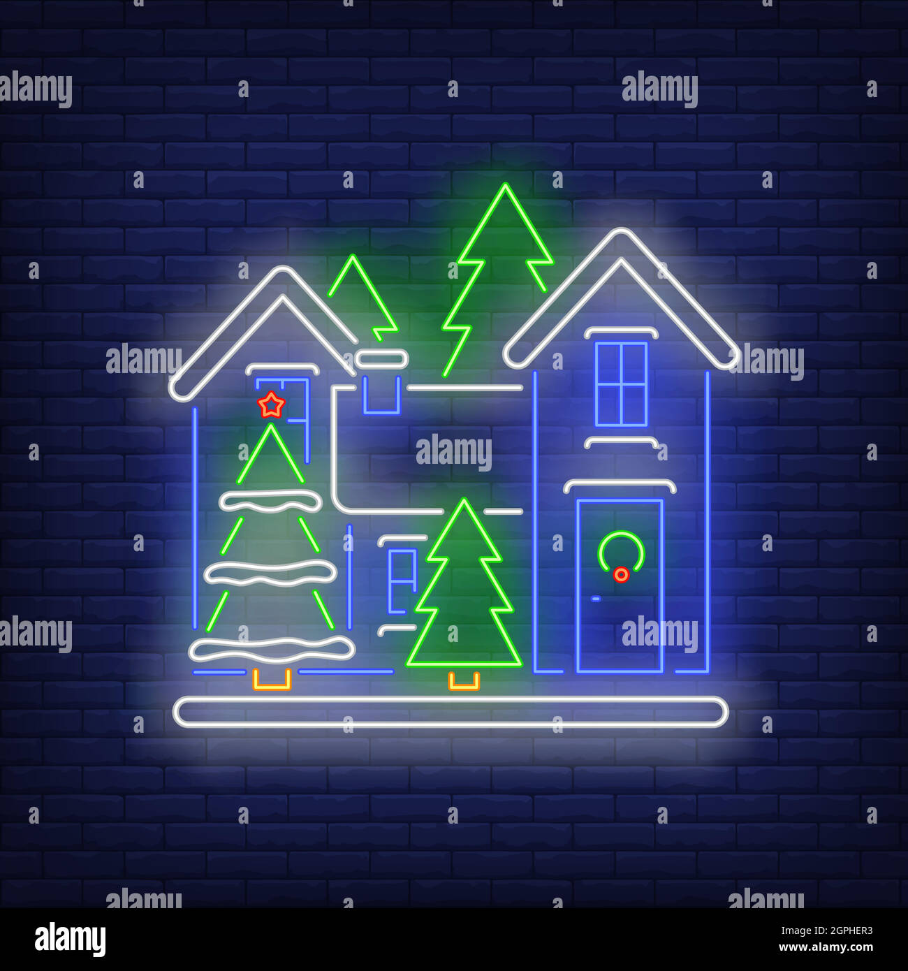 Christmas house neon sign Stock Vector Image & Art Alamy