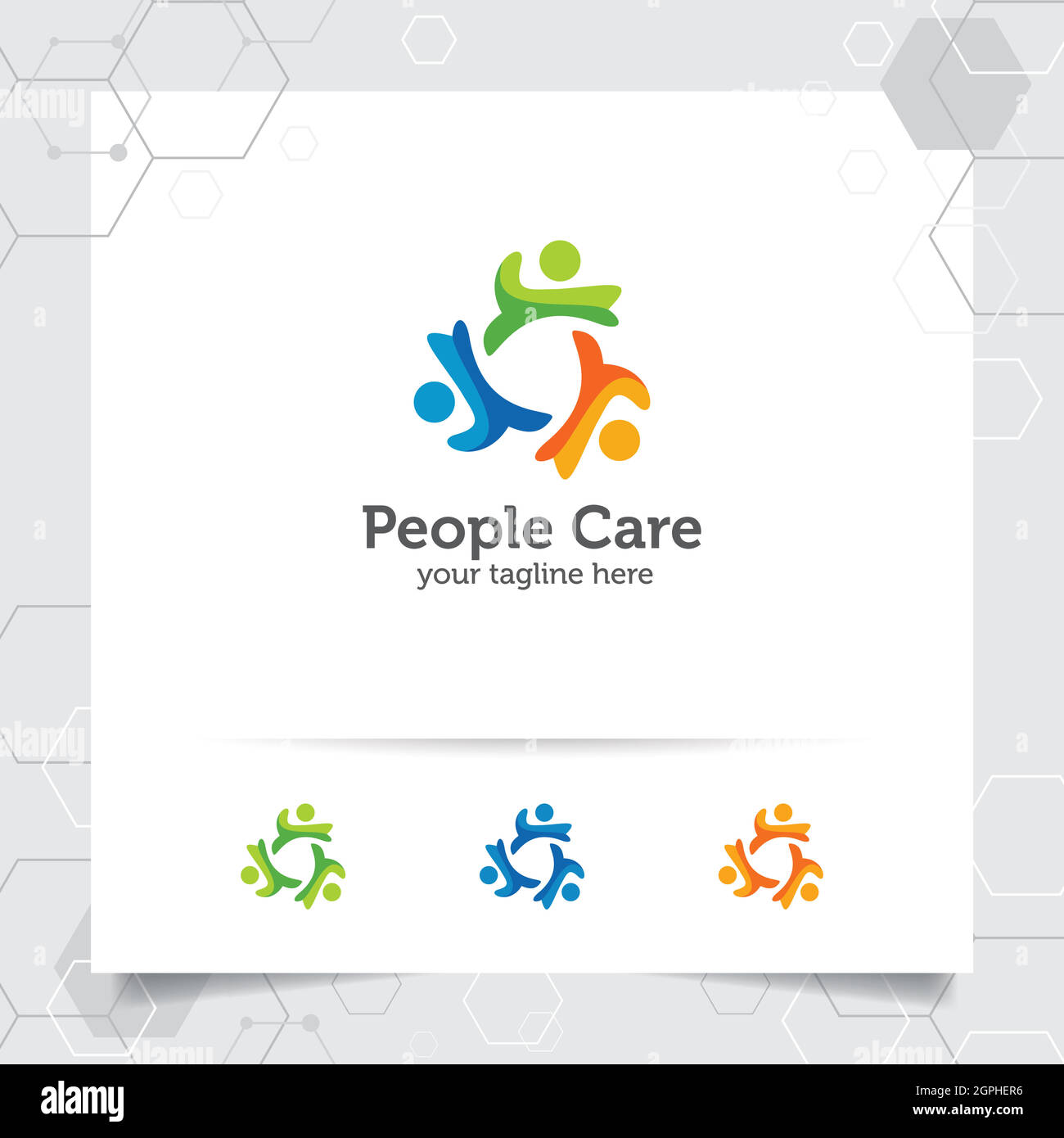 People circle logo design vector with concept of social human icon illustration for community, organization, and humanity. Stock Vector