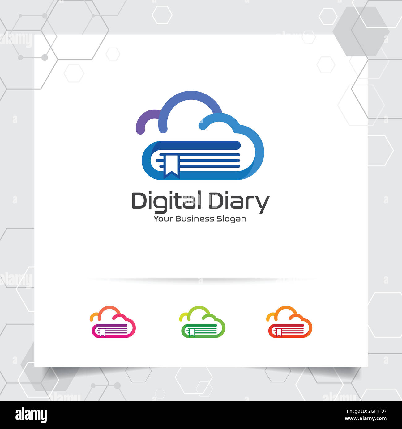 Book cloud logo vector design with concept of colorful cloud and notebook icon illustration for business, library, bookstore, education, and university. Stock Vector