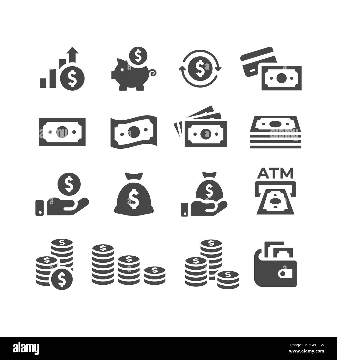 Money or financial vector icon set Stock Vector