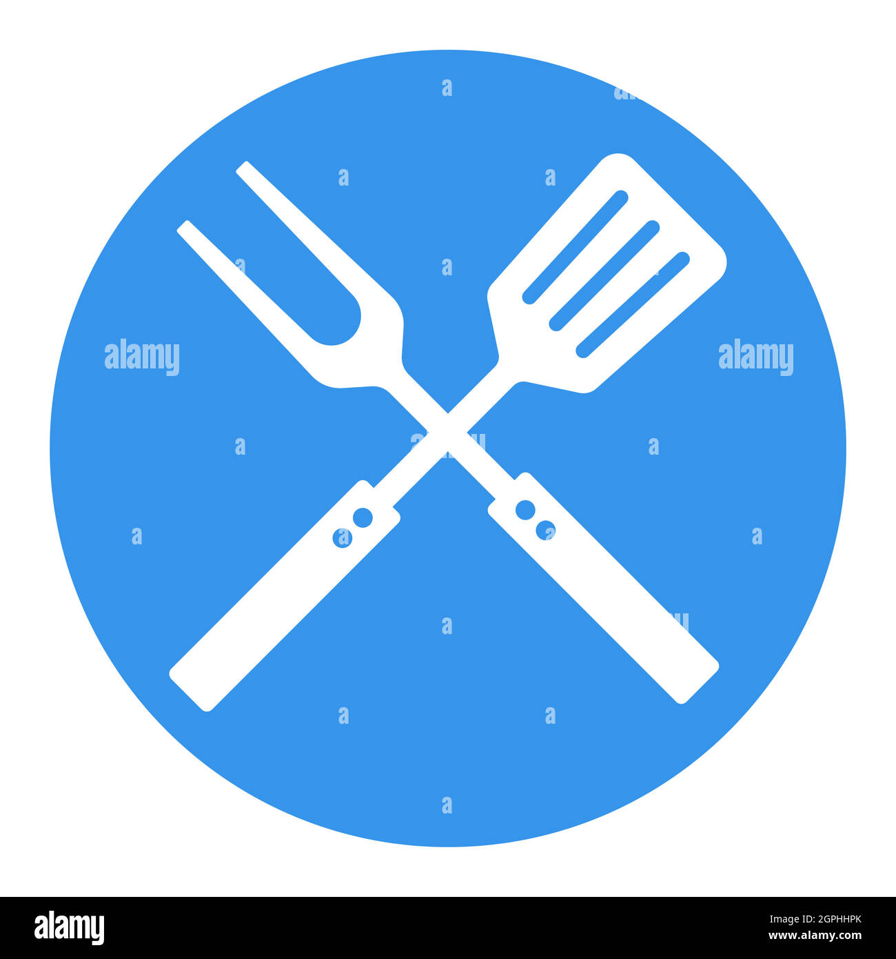 Big fork and spatula vector white glyph icon Stock Vector