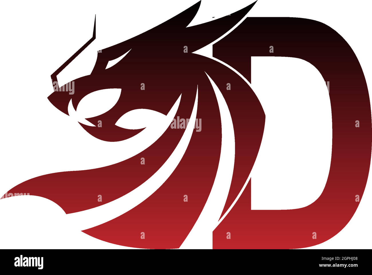 Letter D logo icon with dragon design vector Stock Vector