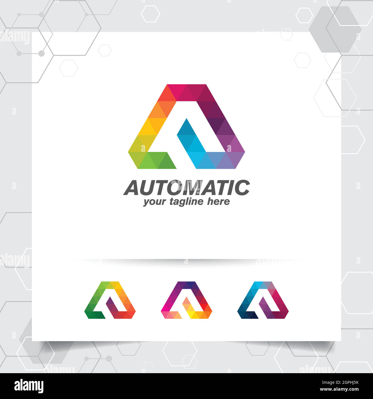 Digital logo design vector letter A concept with modern colorful pixel ...