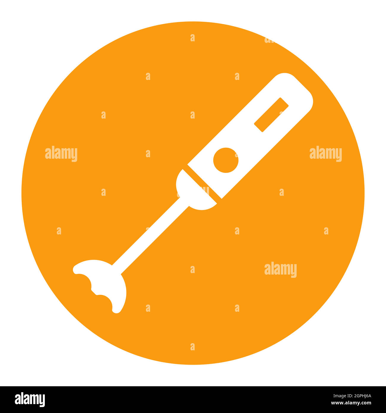 Hand blender vector white glyph icon. Kitchen appliance Stock Vector