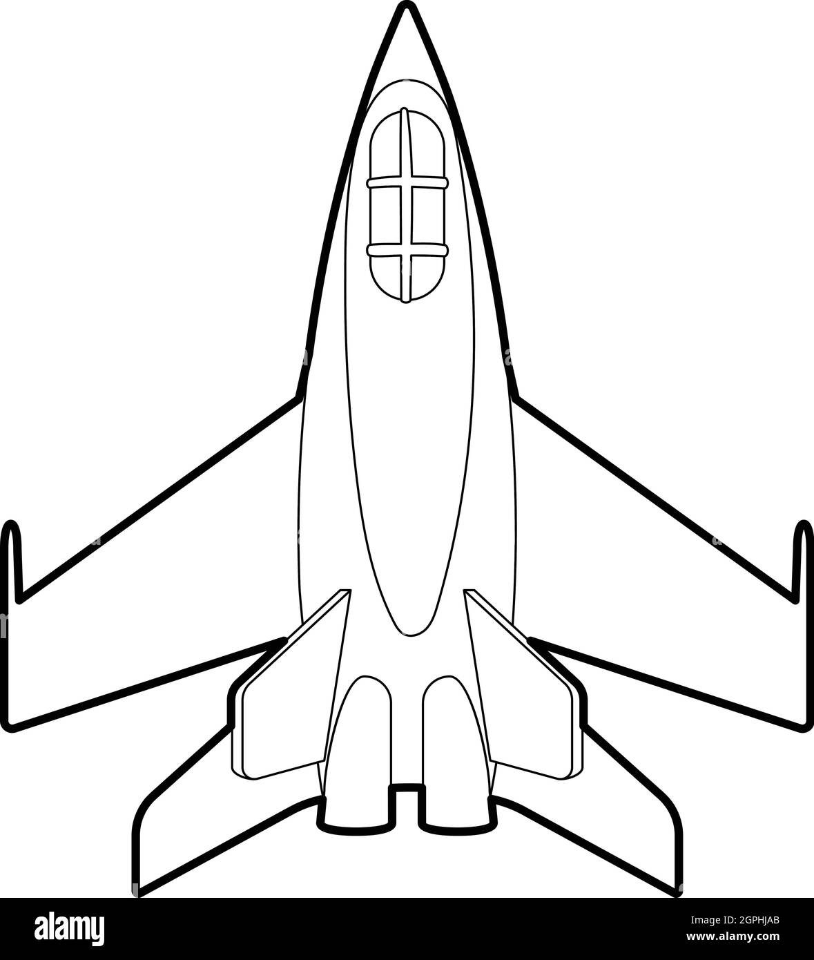 Military jet icon, outline style Stock Vector