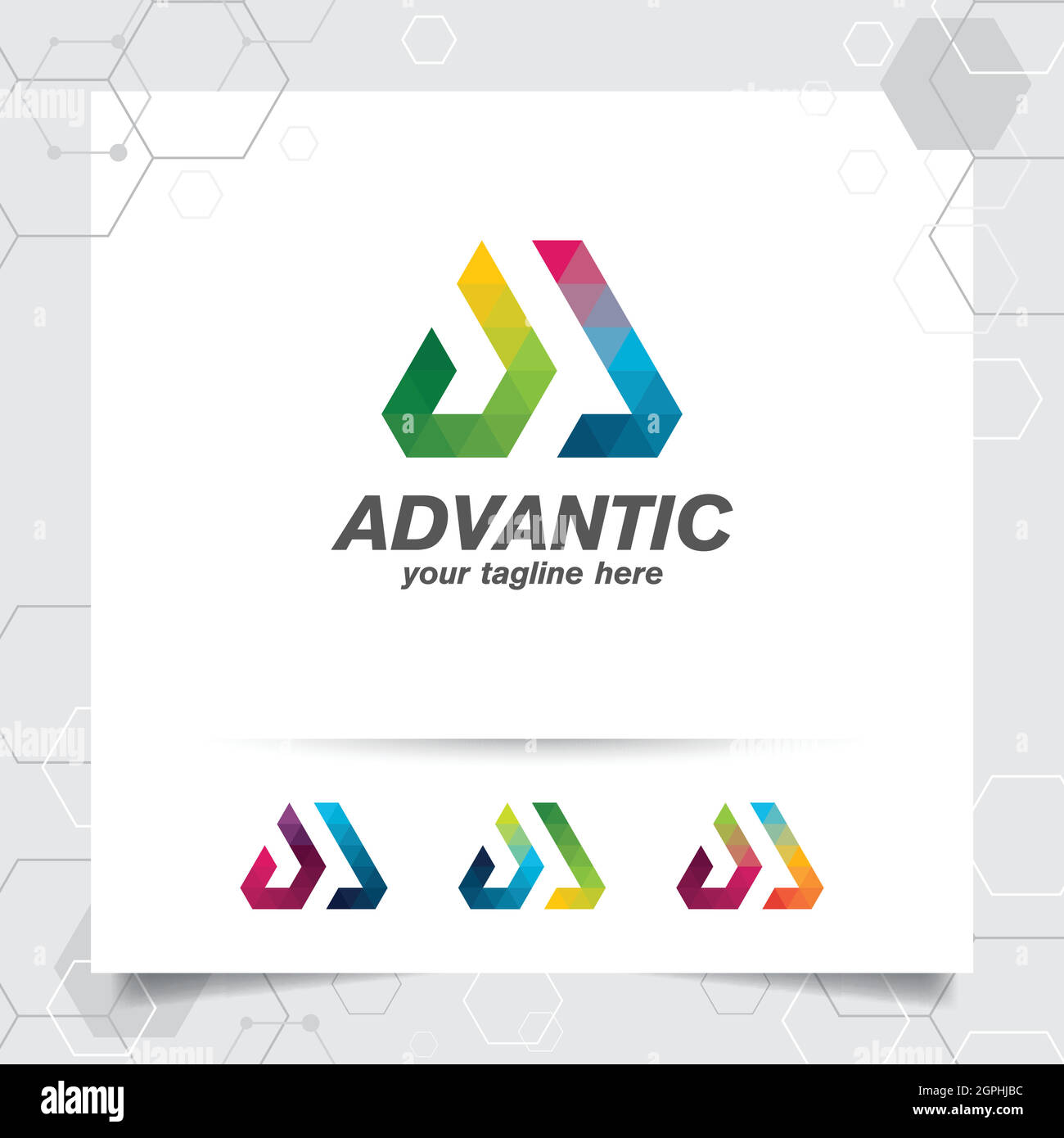 Digital logo design vector letter A concept with modern colorful pixel ...