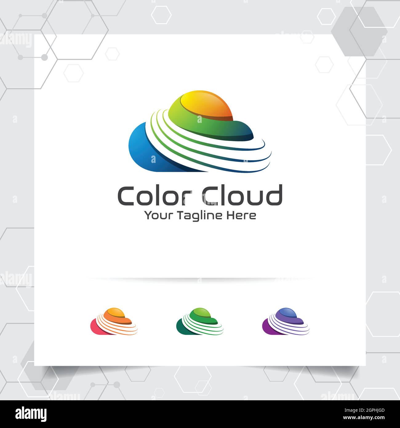 Colorful cloud logo vector design with concept of modern color illustration for business, app, cloud hosting and cloud computing. Stock Vector