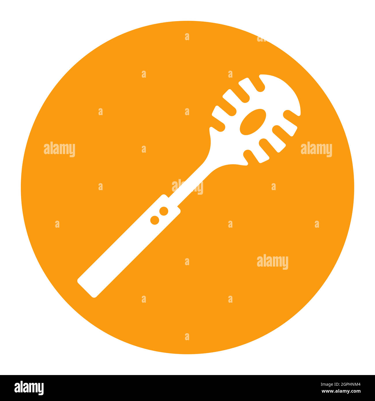 Kitchenware spaghetti spoon vector white glyph icon Stock Vector