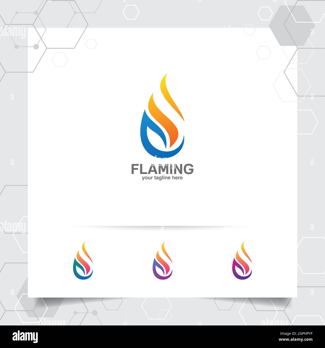 Fire logo design vector with concept of fire blazing . Oil gas logo for mining industry and fuel processing. Stock Vector