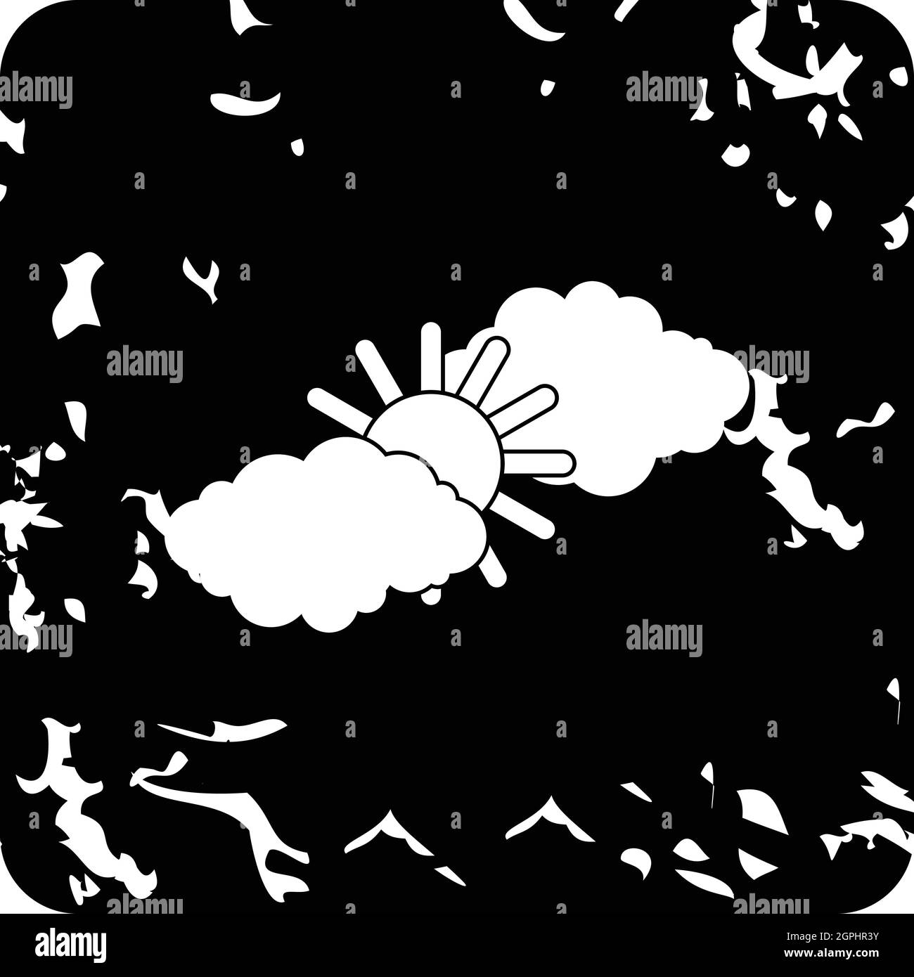 Cloud and sun icon, grunge style Stock Vector