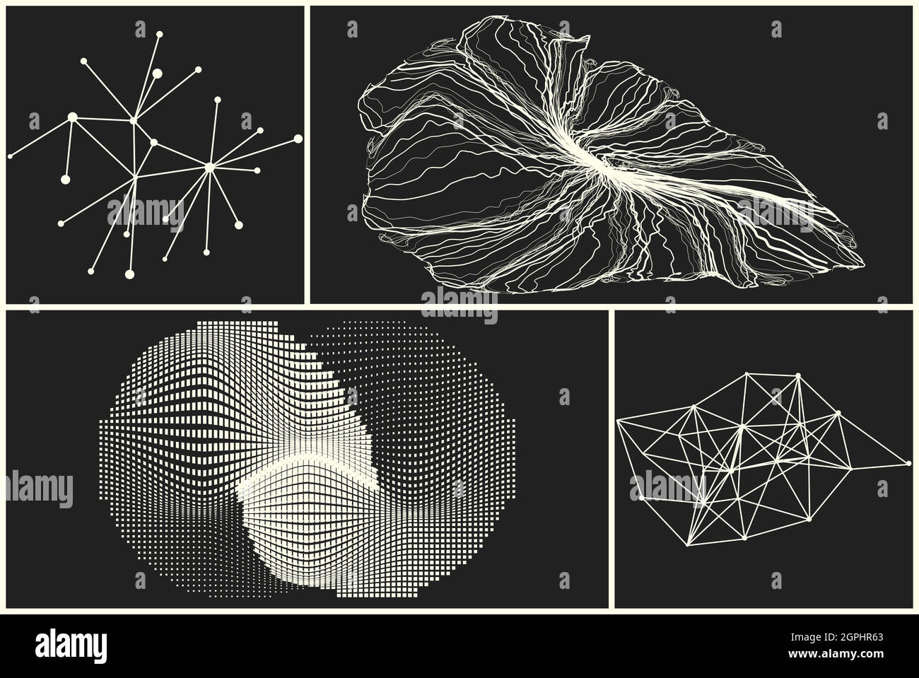 Abstract black and white background with generative art elements ...