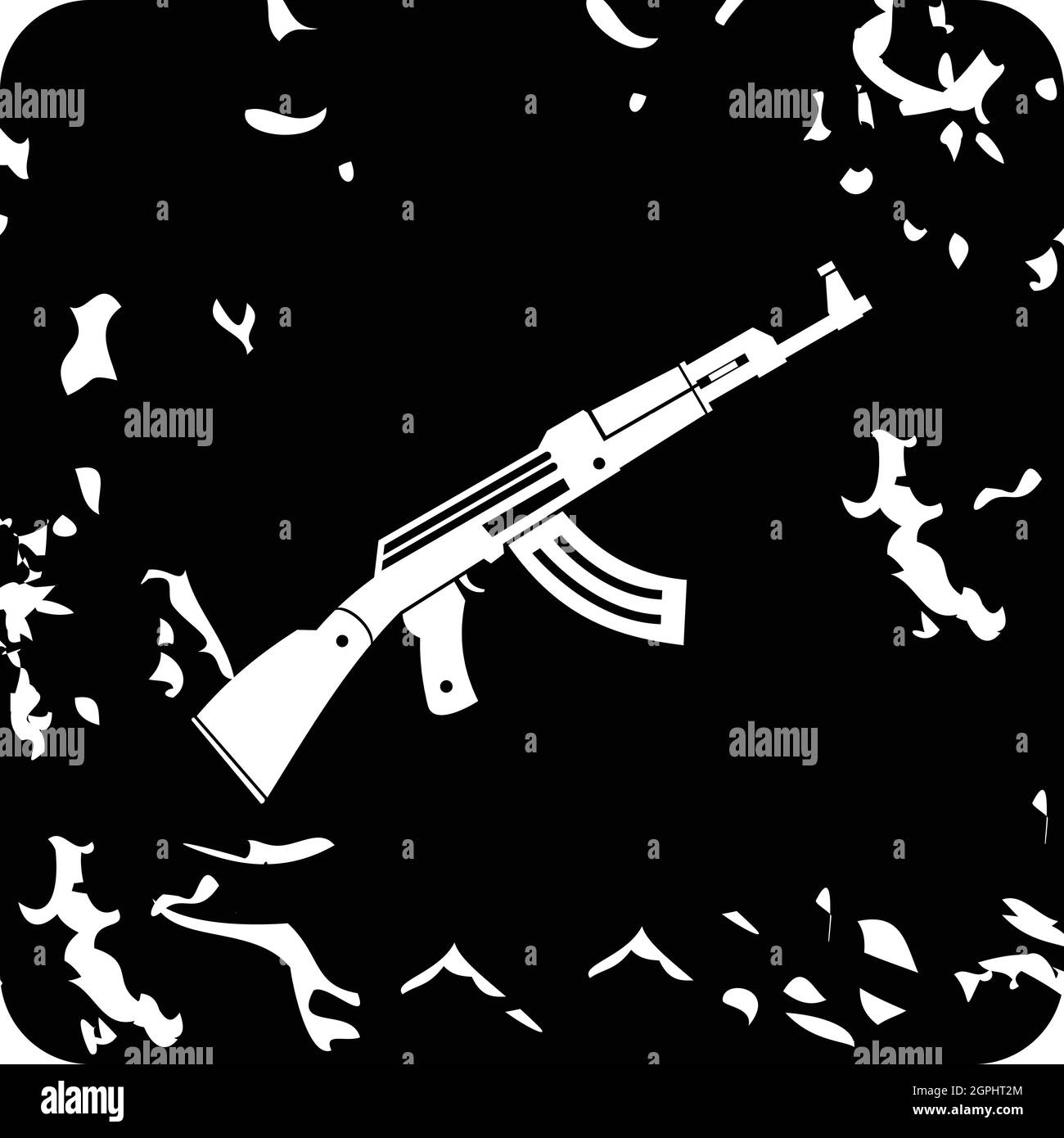 Automatic Kalashnikov icon, grunge style Stock Vector