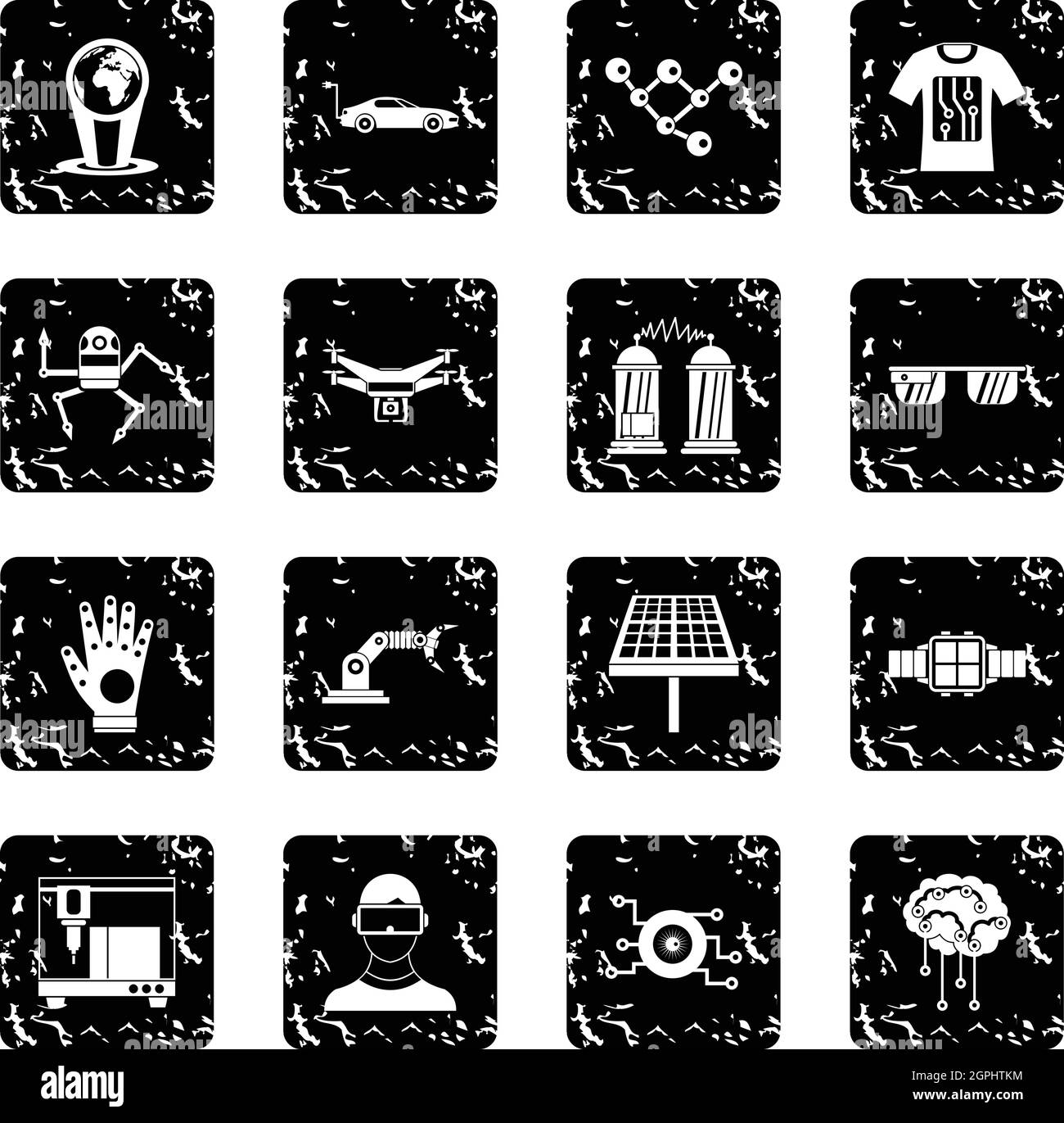New technologies set icons, grunge style Stock Vector