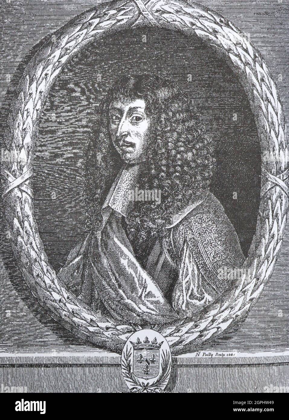 Louis de Bourbon, or Louis III, Prince of Condé (1668-1710), was a prince du sang as a member of the reigning House of Bourbon at the French court of Louis XIV. Styled as the Duke of Bourbon from birth, he succeeded his father as Prince of Condé in 1709; however, he was still known by the ducal title. He was prince for less than a year. Stock Photo