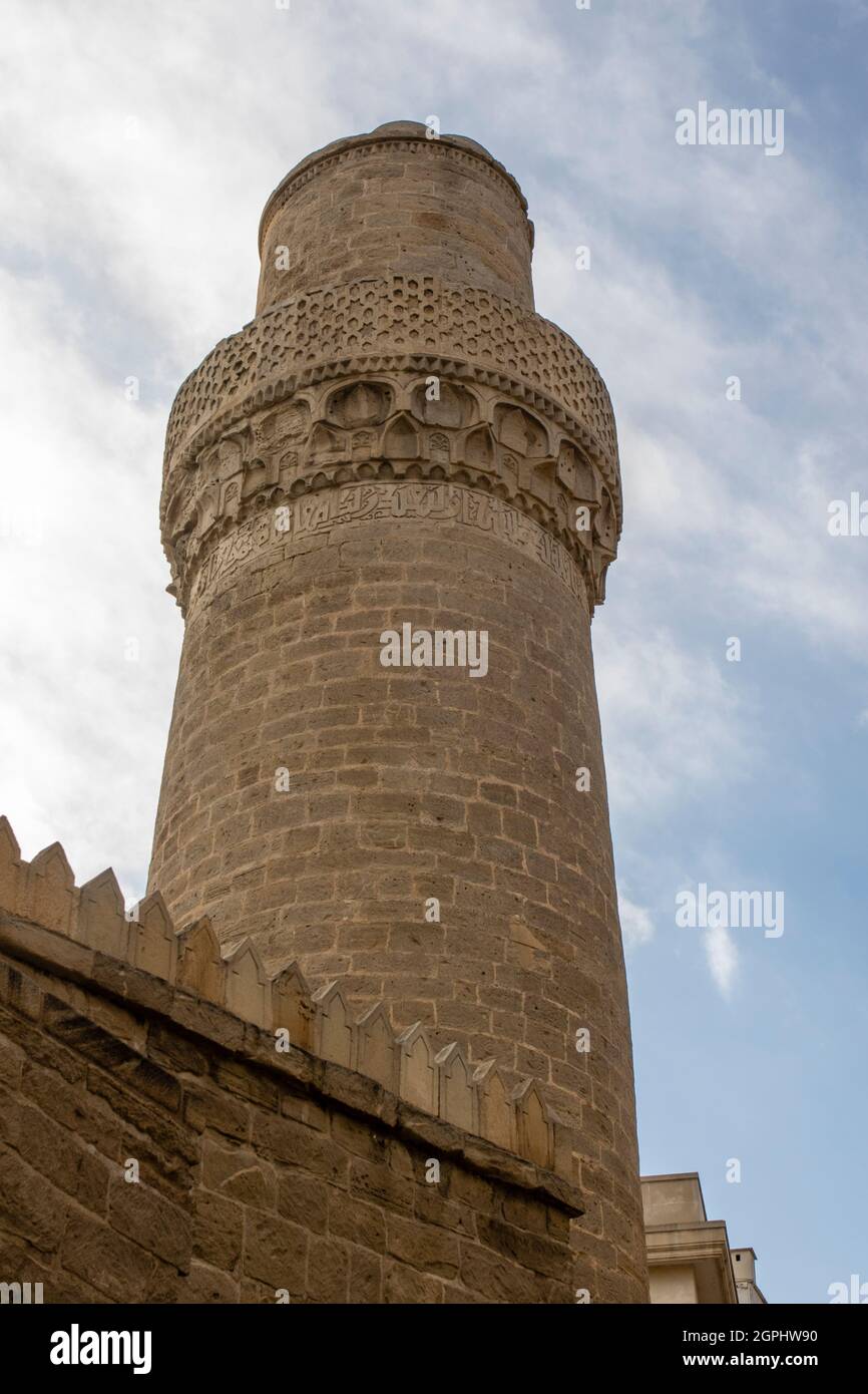 Baku, AFacade and minaret of the Muhammad Mosque in the old city of ...