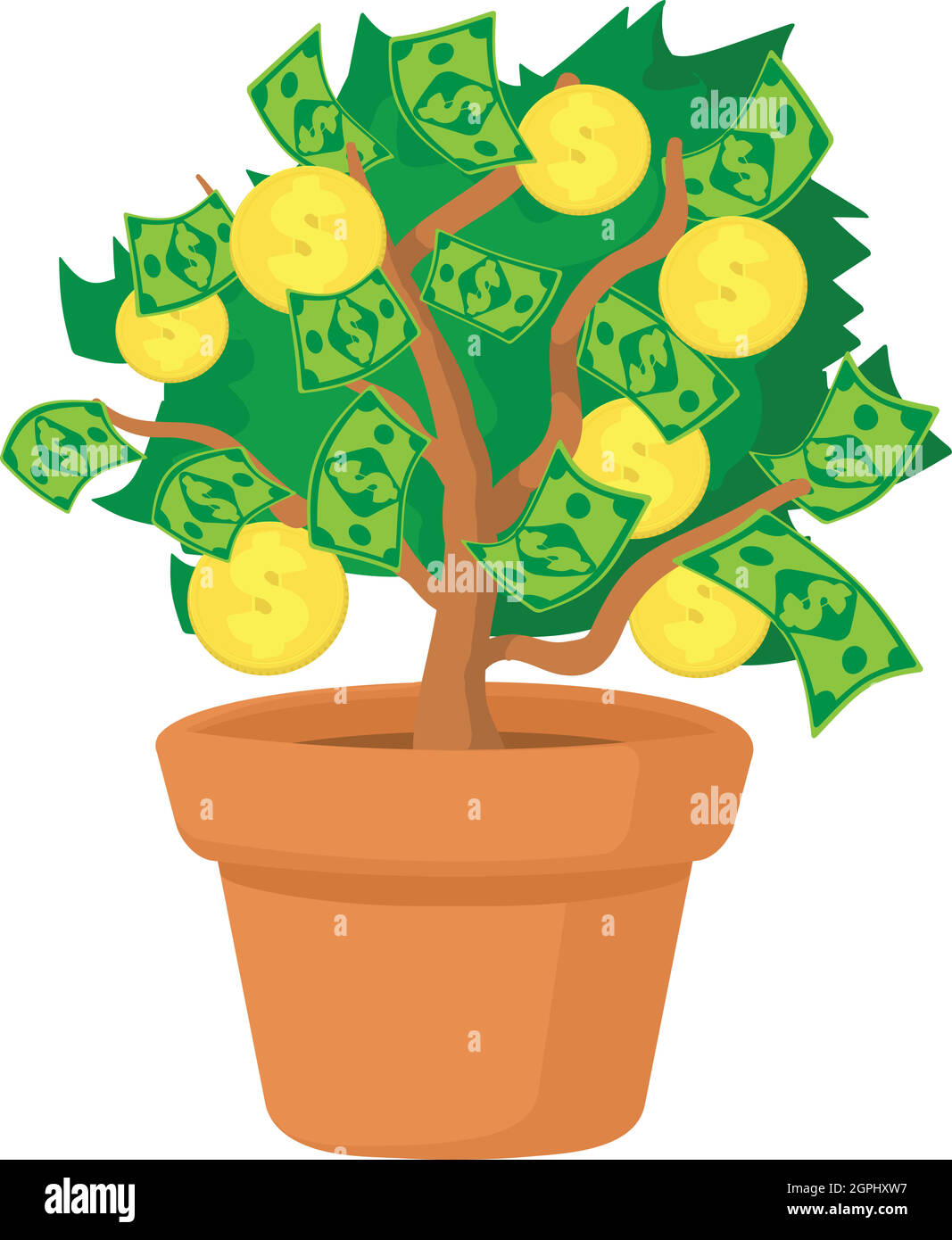 Money tree icon, cartoon style Stock Vector