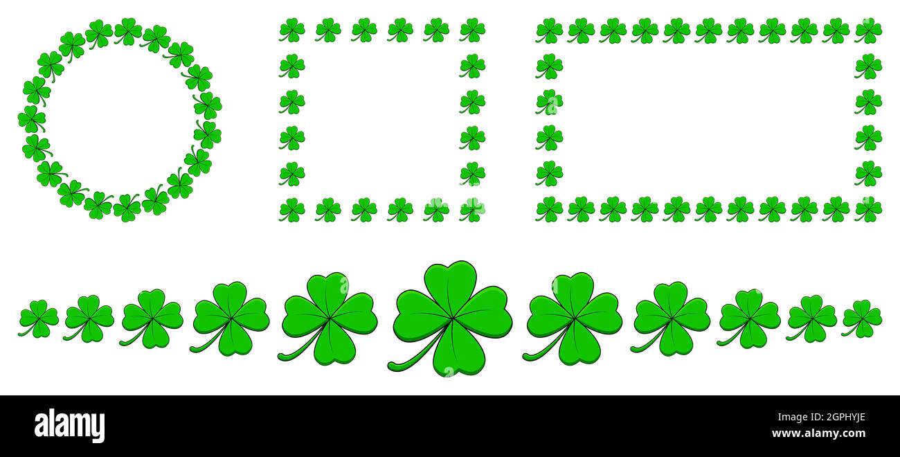 Clover border set. Shamrock four leaf frame set. Vector empty background  collection Stock Vector Image & Art - Alamy