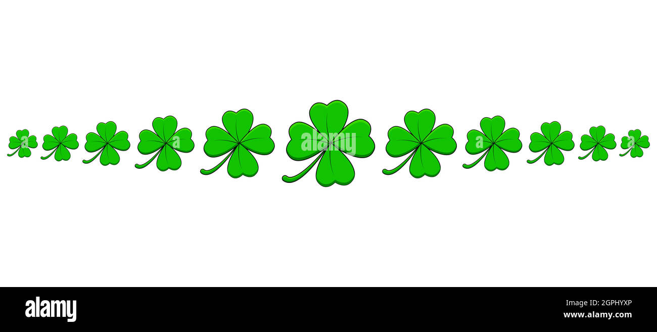 Clover, shamrock divider. Vector border design. Holiday