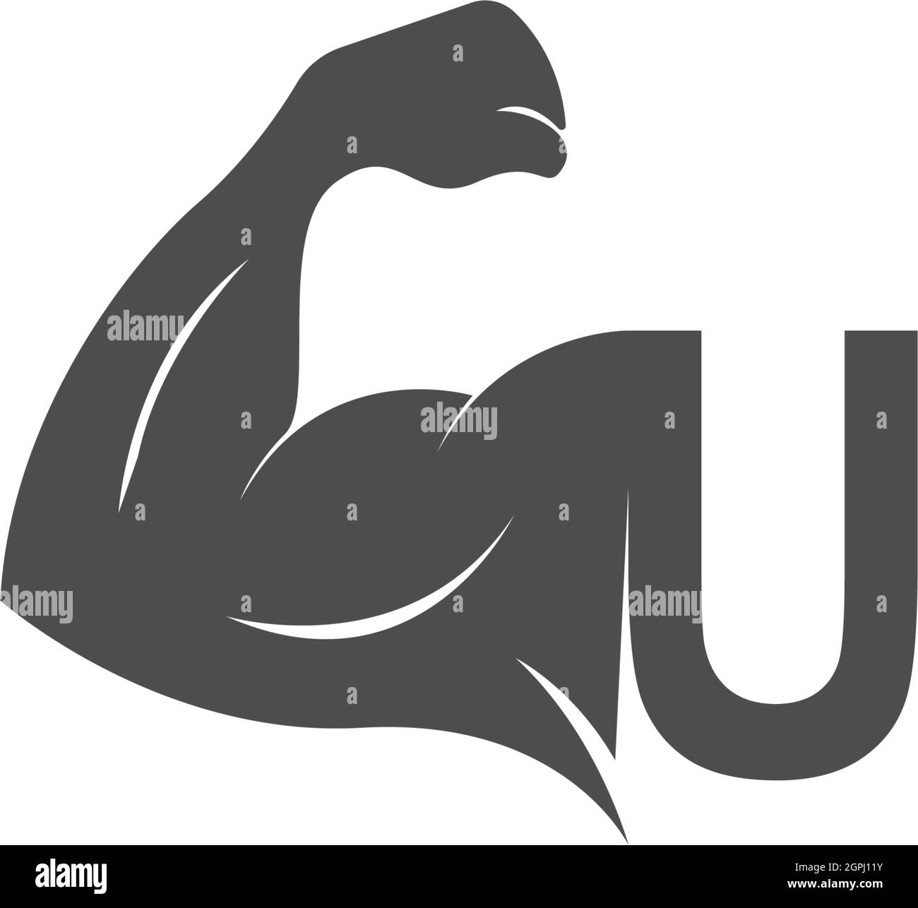 Letter U logo icon with muscle arm design vector Stock Vector Image ...