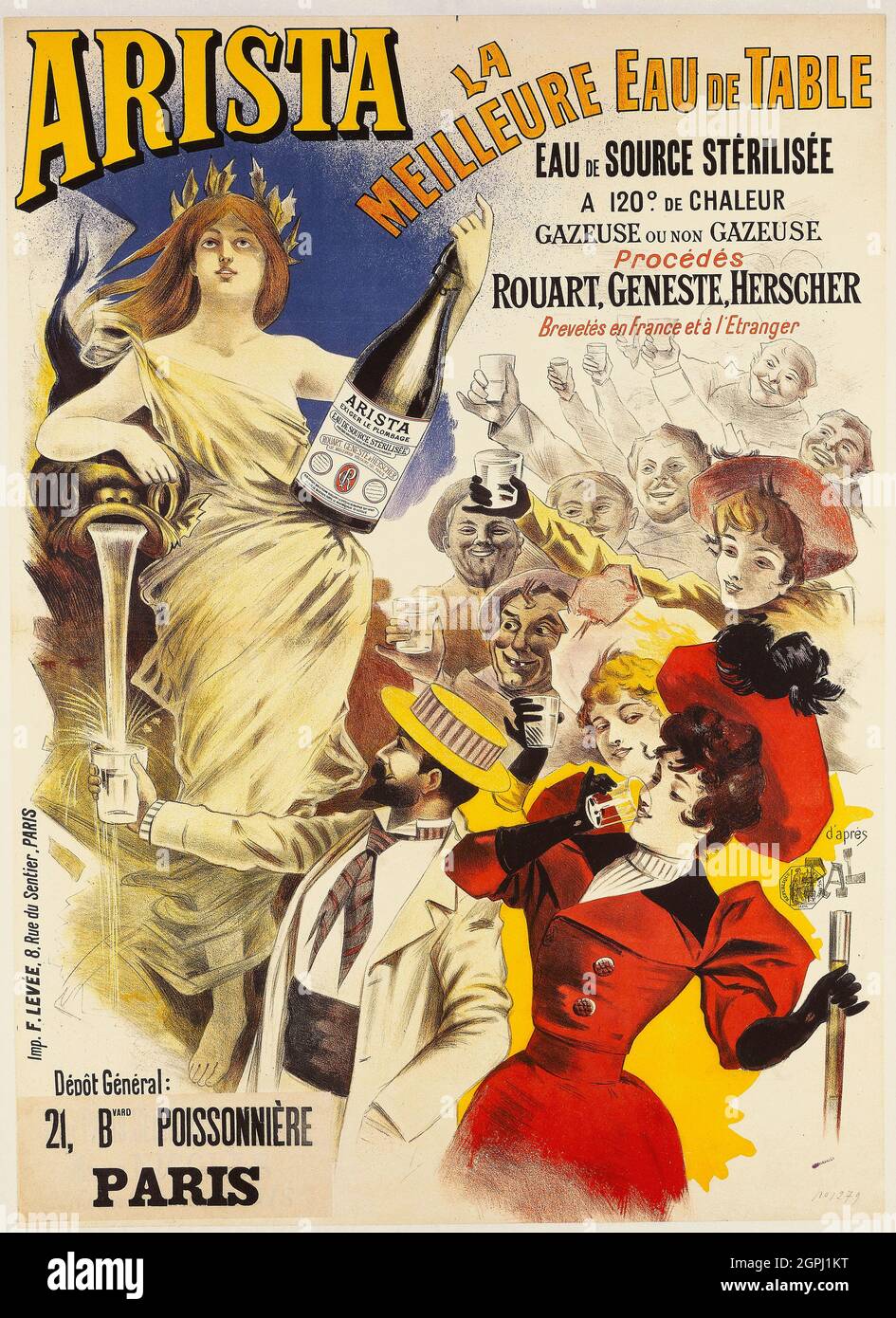 Poster art by Jean de Paleologu (or Paleologue) (1855 – 24 November 1942) Nickname 'PAL'. Arista, La Meilleure Eau De Table (1894) Stock Photo