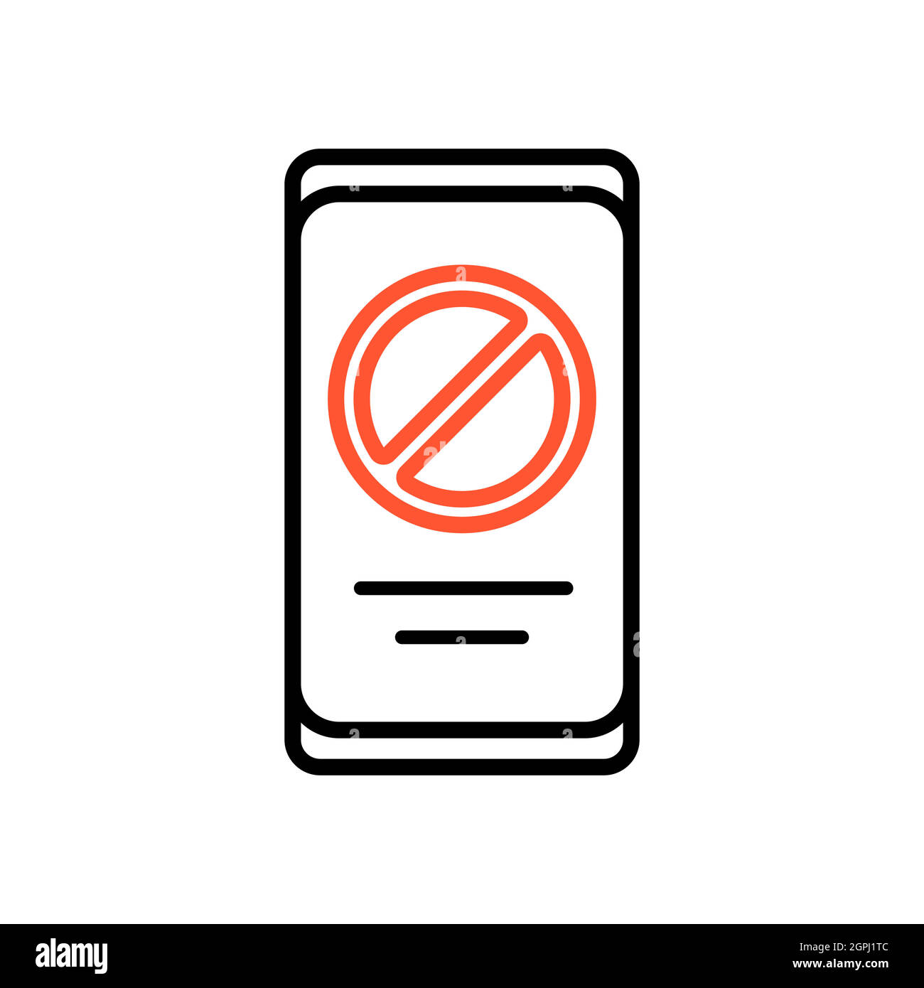 Prohibition sign on smartphone screen vector icon Stock Vector