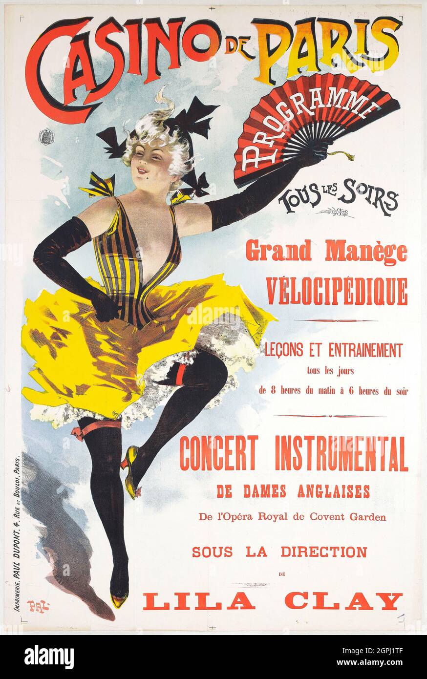 Poster art by Jean de Paleologu (or Paleologue) (1855 – 24 November 1942) Nickname 'PAL'. Casino de Paris, Grand Manege Velocipedique (1897-1903). Stock Photo