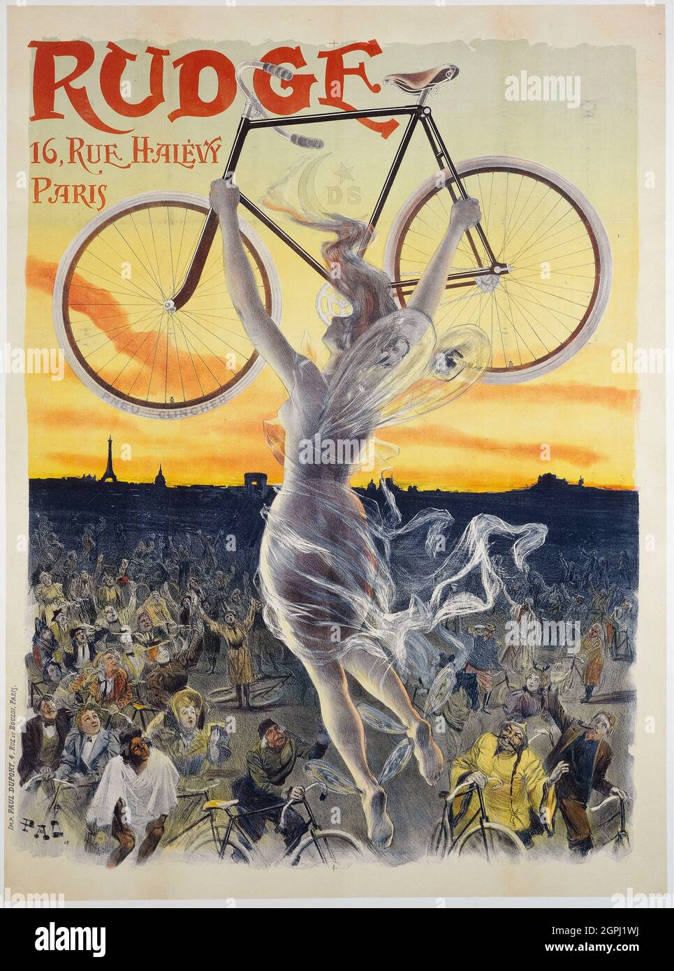 Poster art by Jean de Paleologu (or Paleologue) (1855 – 24 November 1942) Nickname 'PAL'. Rudge (1898). Stock Photo