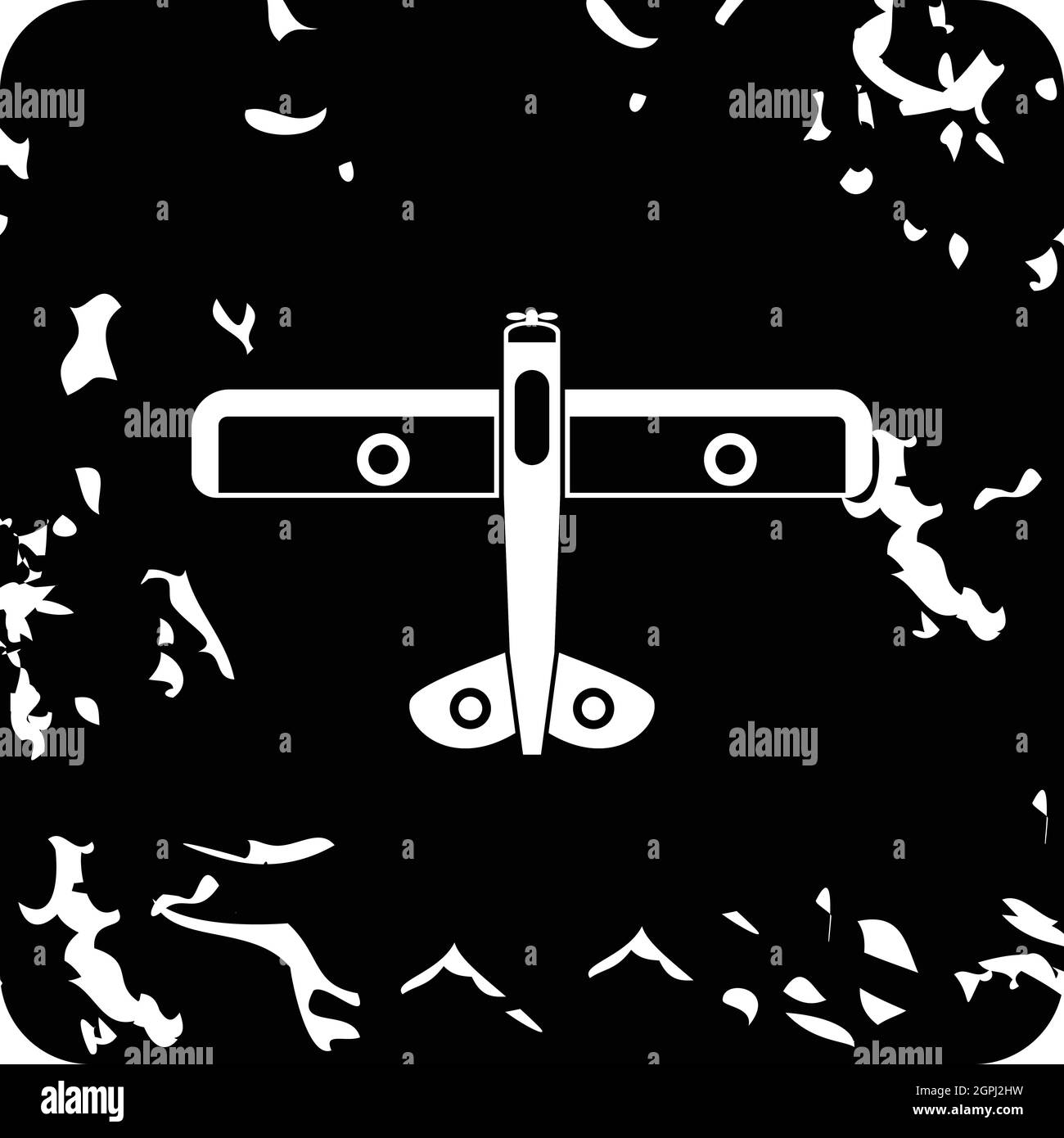 Army biplane icon, grunge style Stock Vector