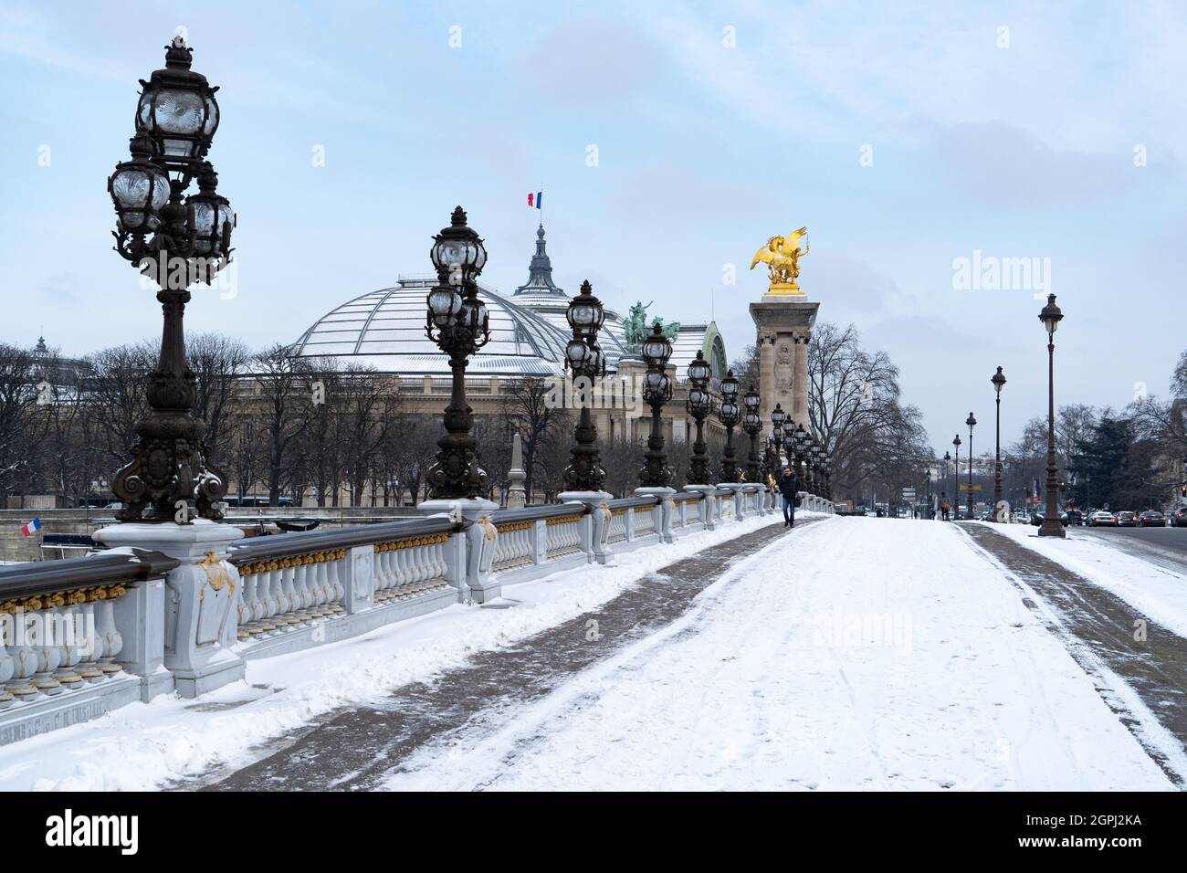 Pont Alexandre III in winter Stock Photo