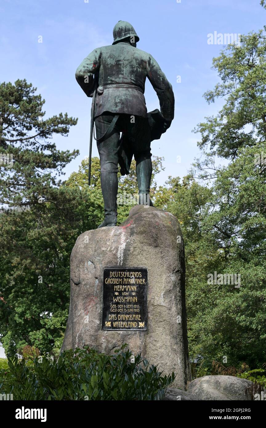GERMANY, Bad Lauterbach, colonial memorial sculpture of Herrmann von  Wissmann, a commander of the colonial troops in the Maji Maji rebellion  1905-1908 in German East Africa, today Tanzania / DEUTSCHLAND, Bad  Lauterberg,