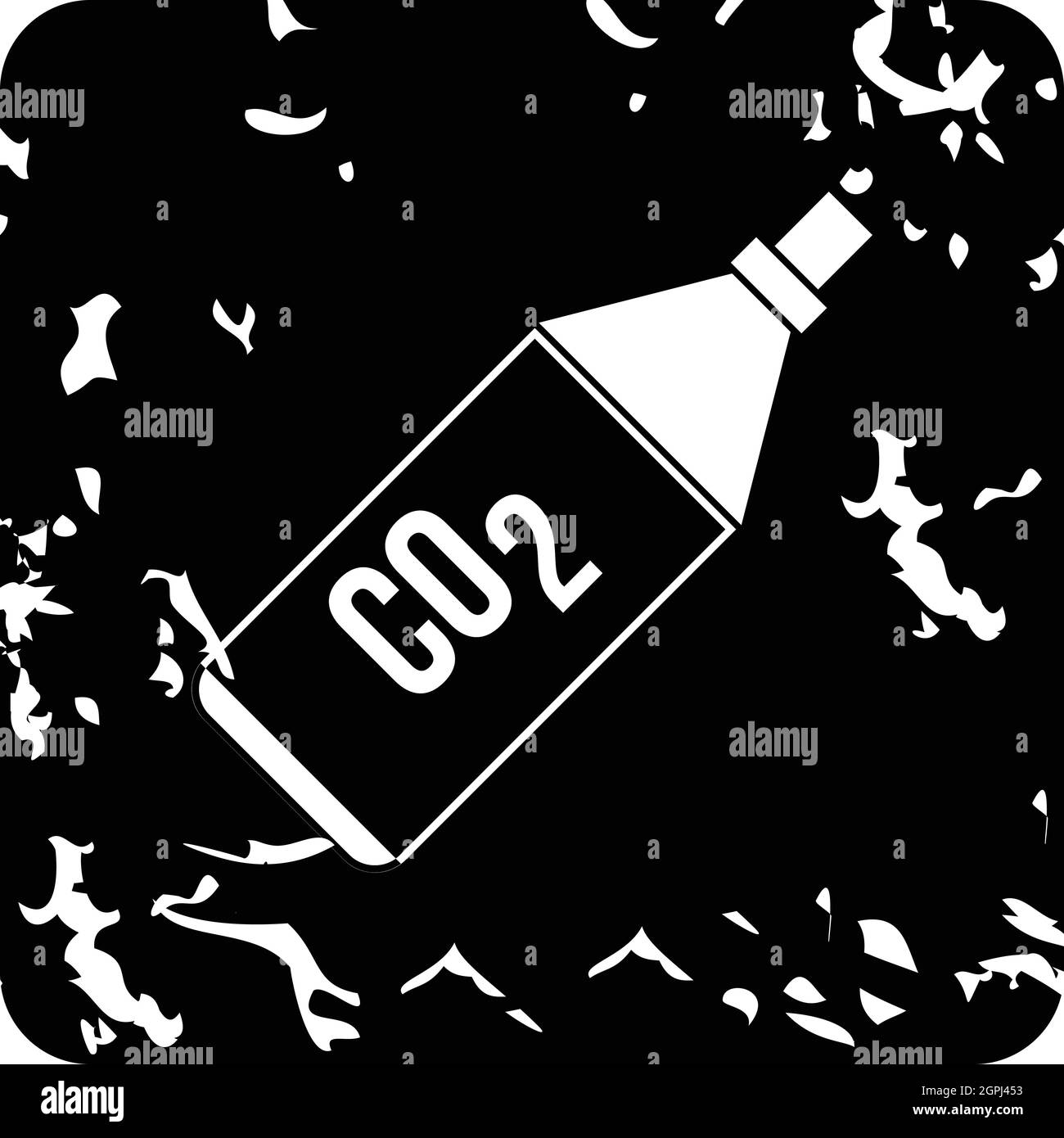 Bottle with CO2 gas icon, grunge style Stock Vector