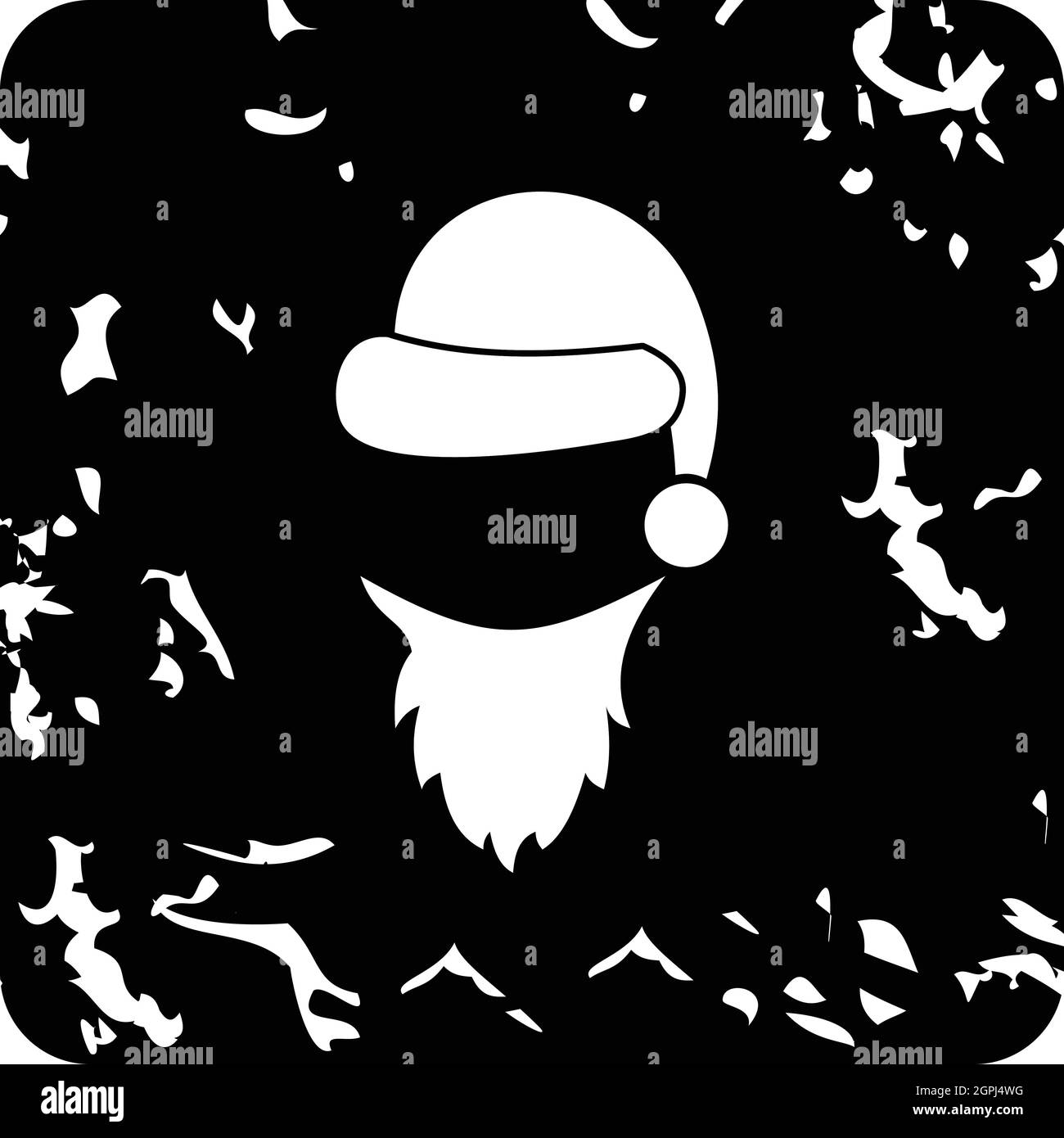 Hat and white beard of Santa Claus icon Stock Vector