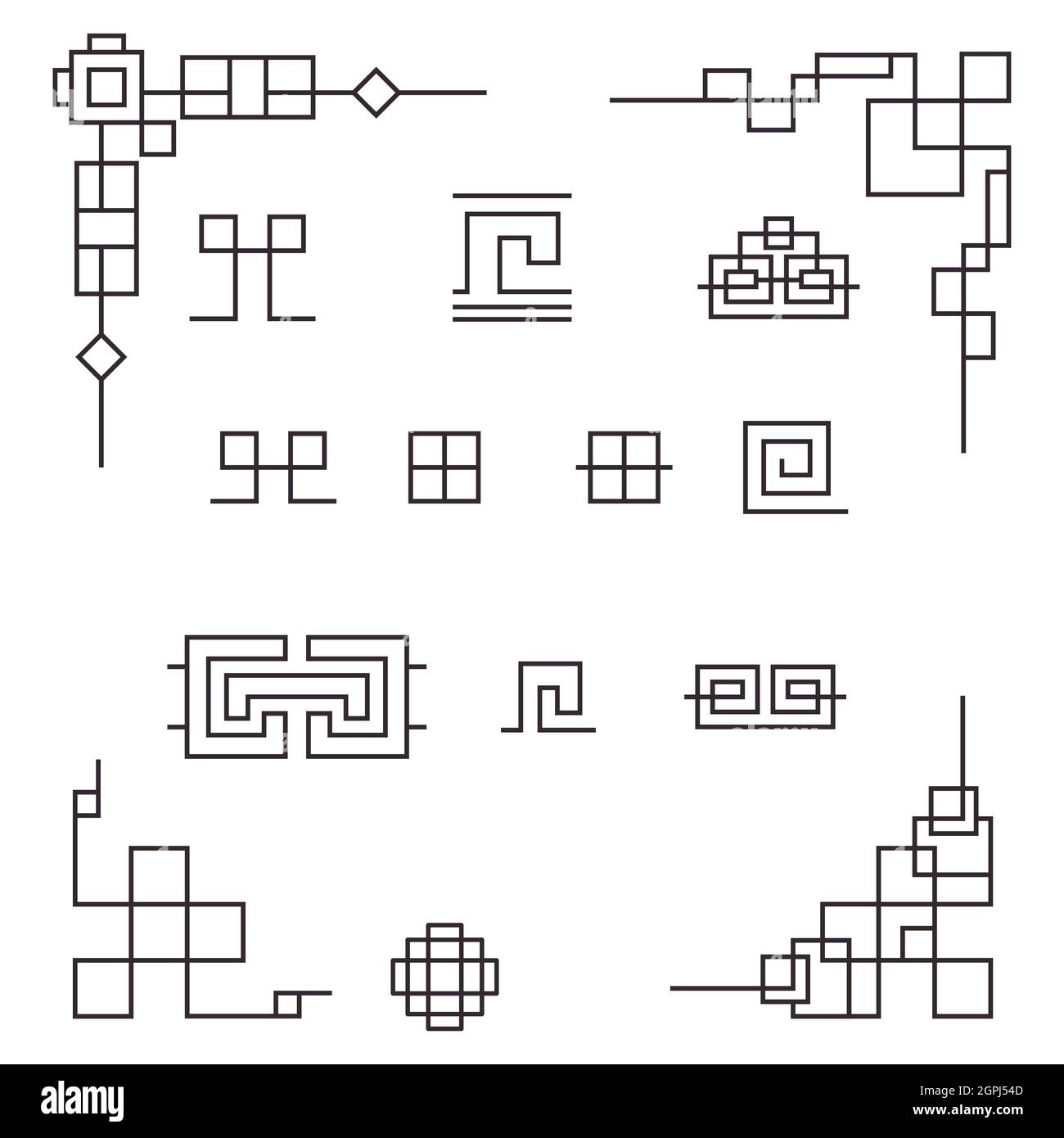 Set of Chinese, Japanese and Asian traditional patterns Stock Vector ...