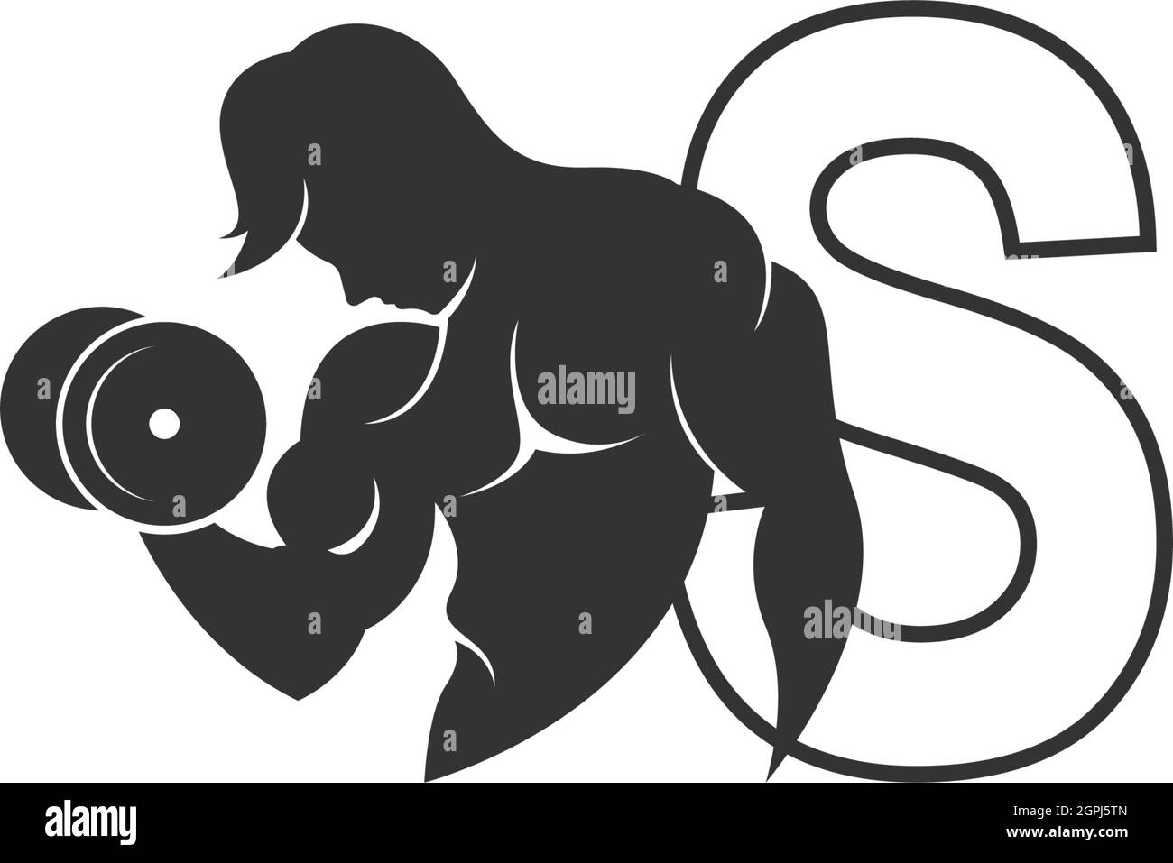 Letter S logo icon with a person holding barbell design vector Stock Vector
