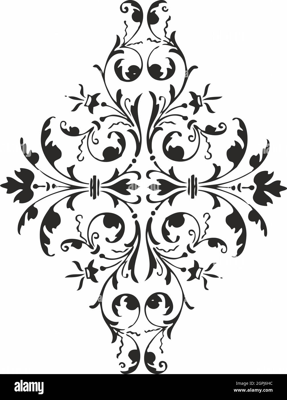 Floral Design , Embroidery Pattern. Black And White , And Stock Illustration Hand Drawn. Fantasy Flowers Leaves. T-shirt Designs. Royalty Free Clipart Stock Photo