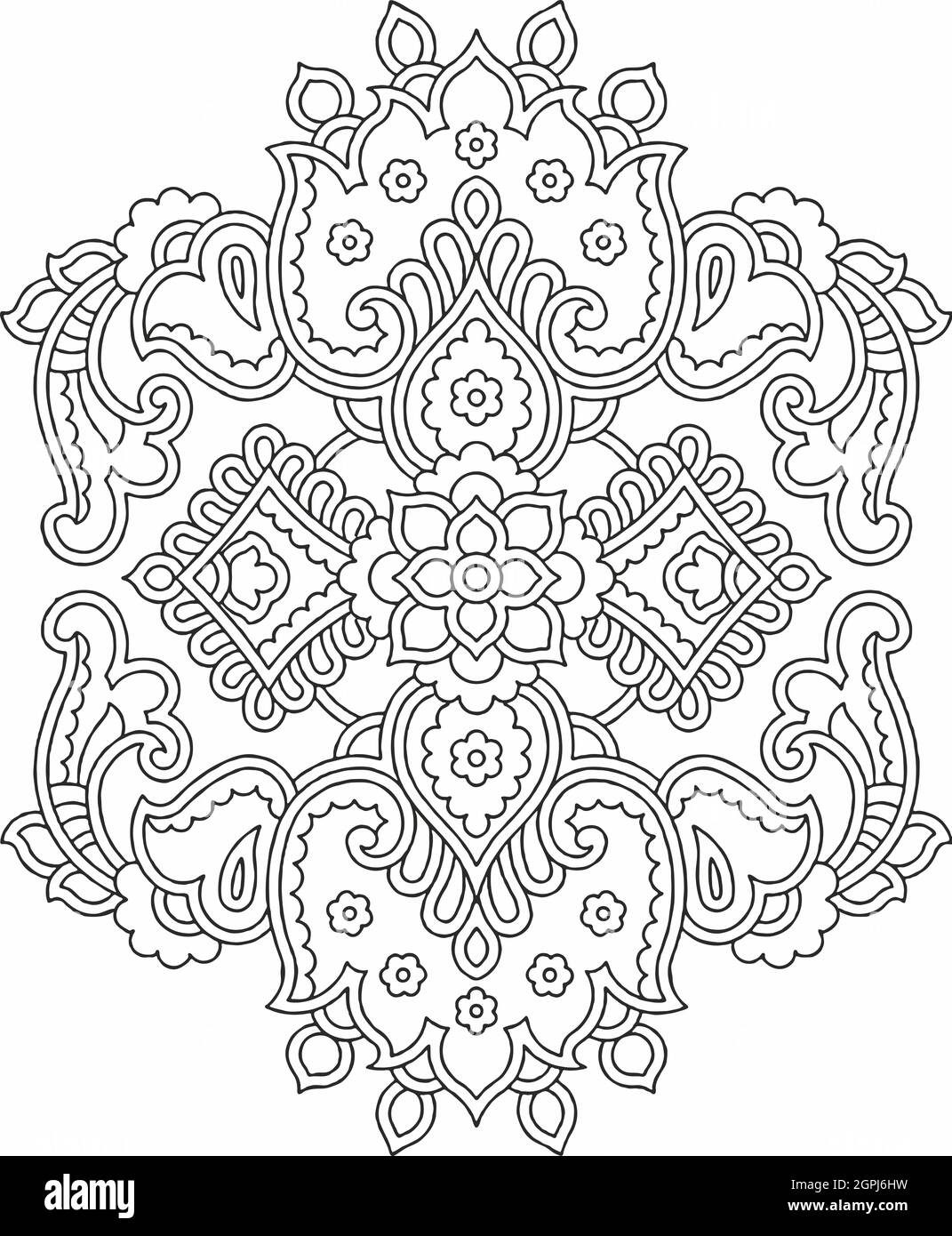 Floral Design , Embroidery Pattern. Black And White , And Stock Illustration Hand Drawn. Fantasy Flowers Leaves. T-shirt Designs. Royalty Free Clipart Stock Photo