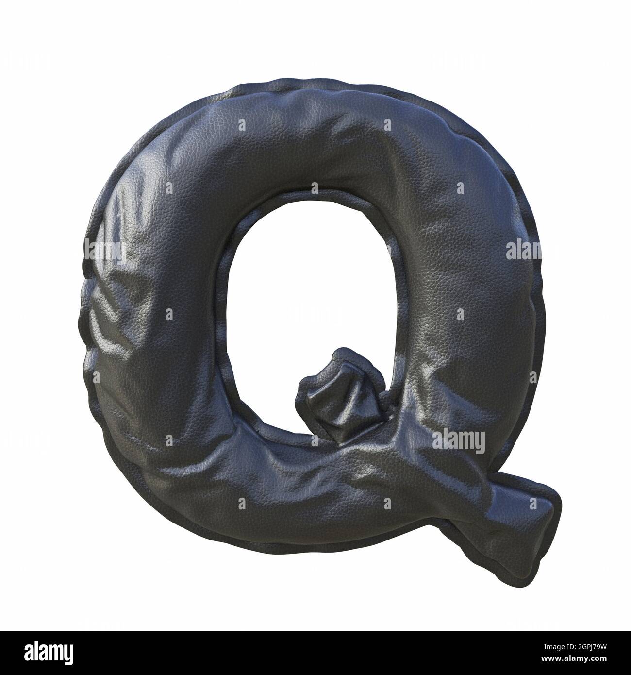 Black leather font Letter Q 3D render illustration isolated on white ...