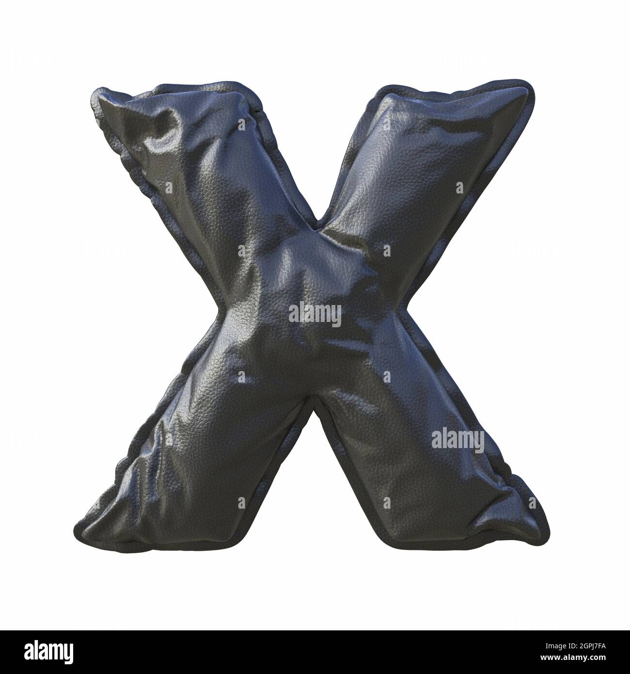 Black leather font Letter X 3D render illustration isolated on white ...