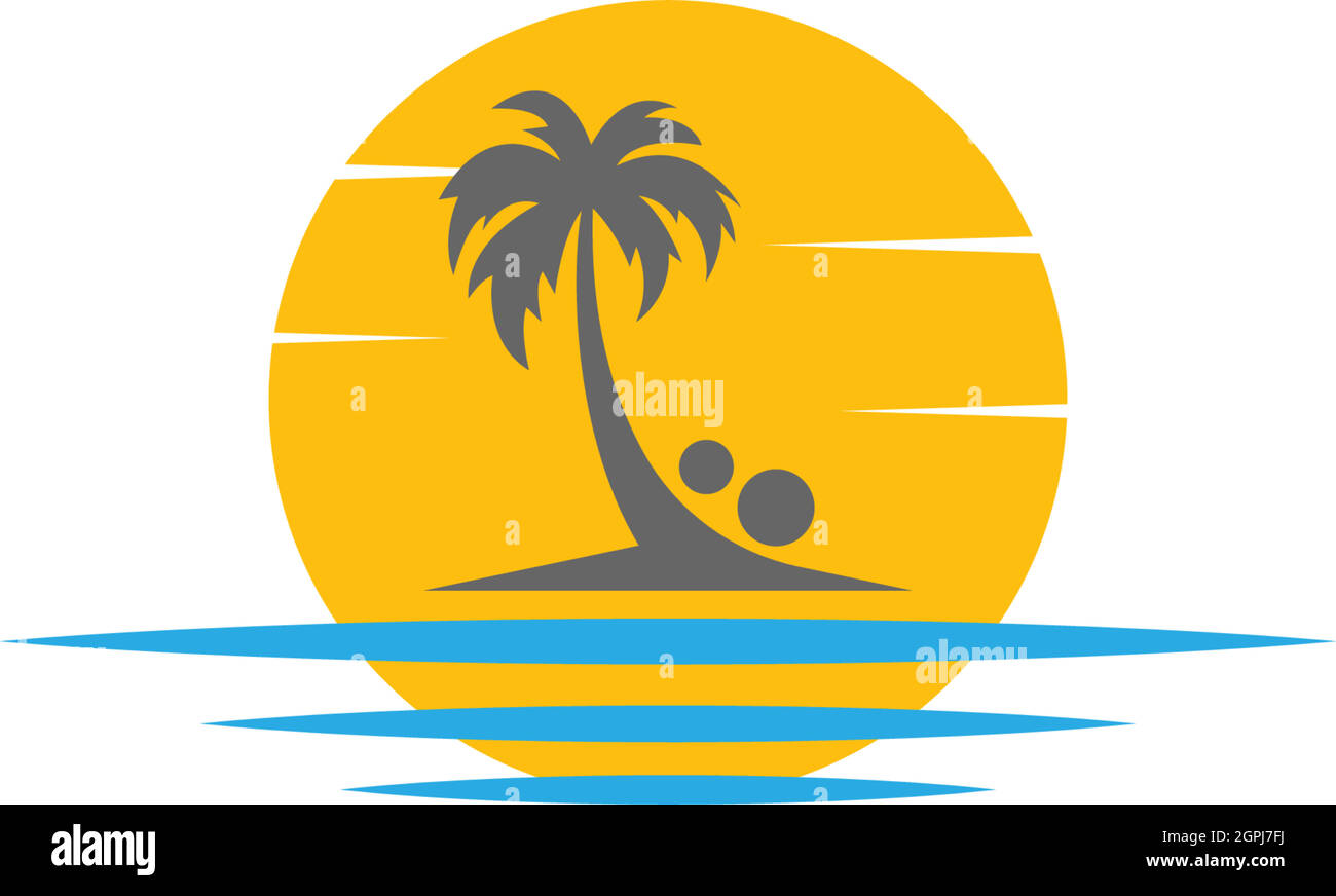 Palm beach, vitamin logo concept Stock Vector