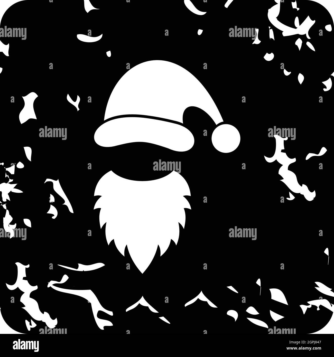 Christmas hat and white beard of Santa Claus icon Stock Vector