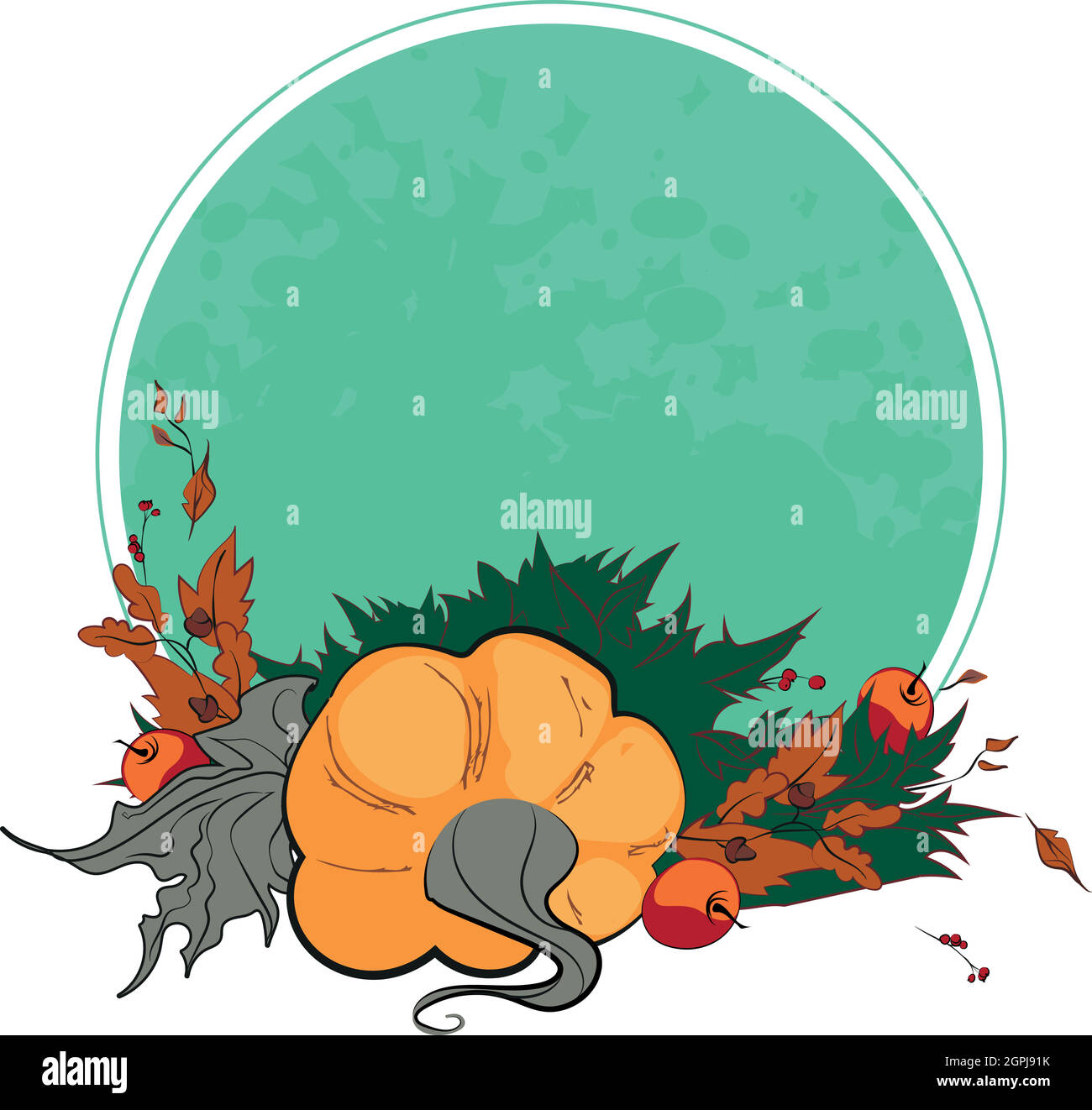 Halloween pumpkin leaves frame illustration Stock Vector Images - Alamy